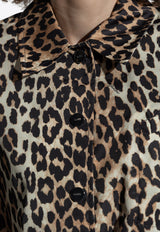 GANNI Leopard Print Cropped Jacket Brown W0470 6883-943