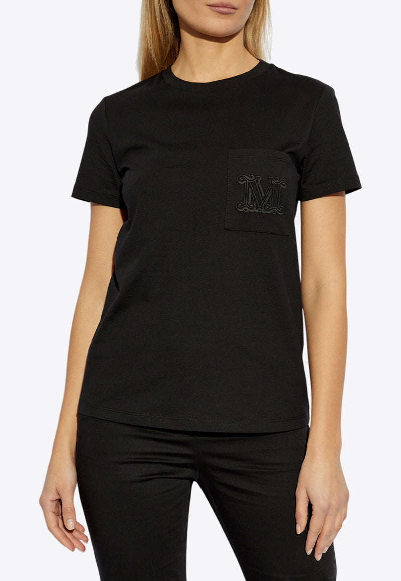 Max Mara Papaia Logo Embroidered T-shirt Black PAPAIA 2511941032-007