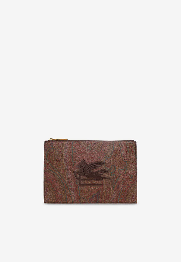 Etro Paisley Jacquard Zip Pouch Brown WP2C0013 AA001-M0019