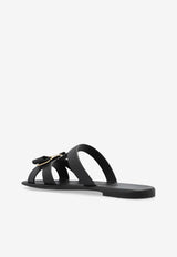 Salvatore Ferragamo Lilou Vara Plate Flat Slides Black 01J325 LILOU 779972-NERO