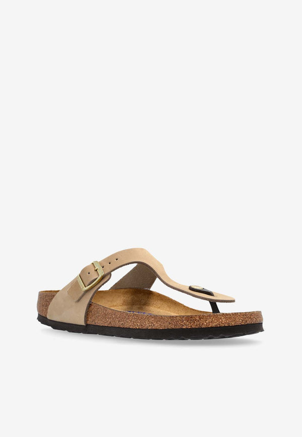 Birkenstock Gizeh Leather Thong Sandals Beige 1019014 0-SANDCASTLE