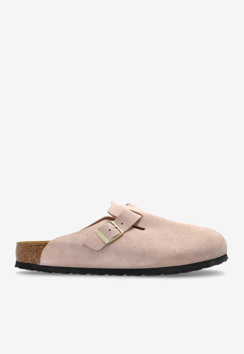 Birkenstock Boston Suede Buckled Clogs Pink 1026139 0-LIGHT ROSE