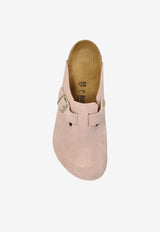 Birkenstock Boston Suede Buckled Clogs Pink 1026139 0-LIGHT ROSE