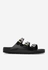 Birkenstock Florida Fresh Triple-Strap Slides Black 1029385 0-HIGH SHINE BLACK