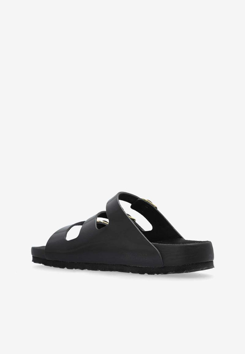 Birkenstock Florida Fresh Triple-Strap Slides Black 1029385 0-HIGH SHINE BLACK