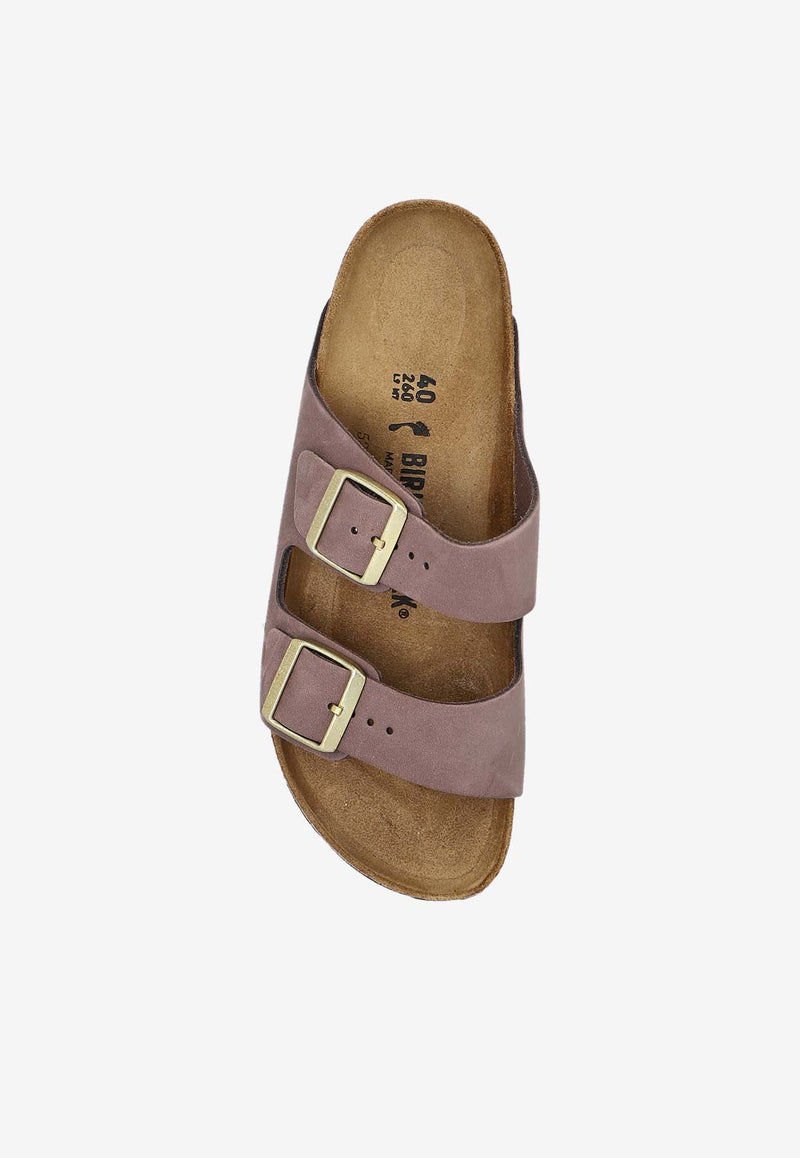 Birkenstock Arizona Double-Strap Leather Slides Purple 1029428 0-FADED PURPLE