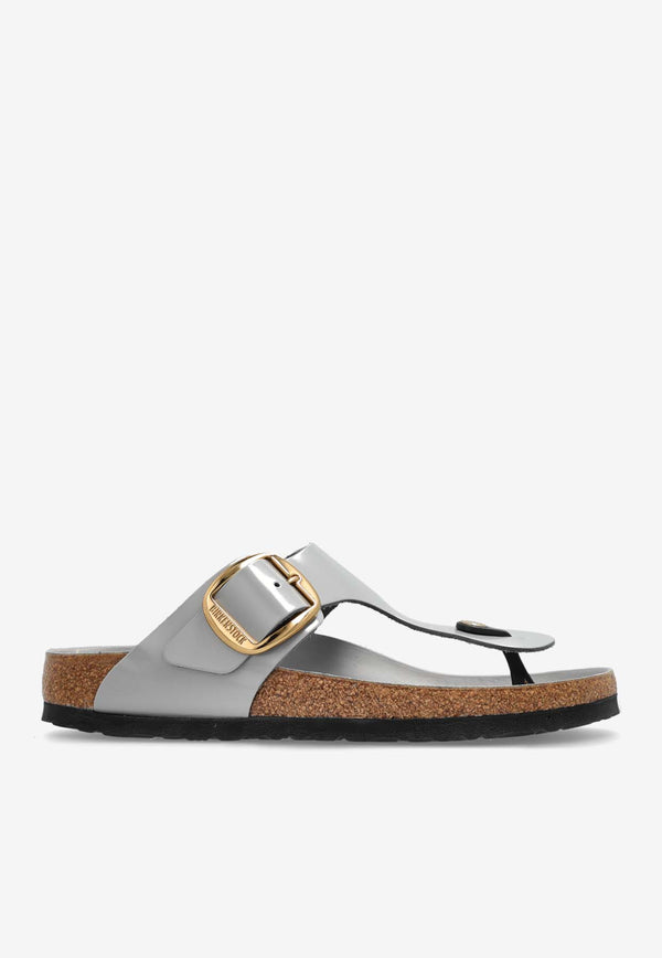 Birkenstock Gizeh Leather Thong Sandals Gray 1029507 0-HIGH SHINE STONE COIN