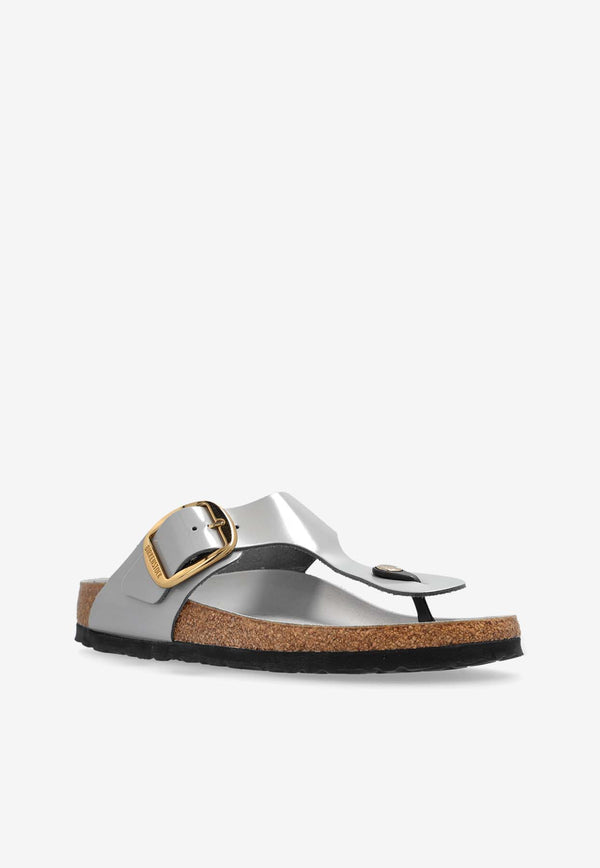 Birkenstock Gizeh Leather Thong Sandals Gray 1029507 0-HIGH SHINE STONE COIN