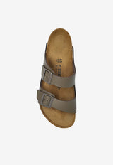 Birkenstock Arizona Big Buckle Leather Slides Gray 1029153 0-CONCRETE GRAY