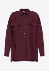 Salvatore Ferragamo Striped Loose Shirt Burgundy 13G380 C 780917-OXBLOOD BORDEAUX