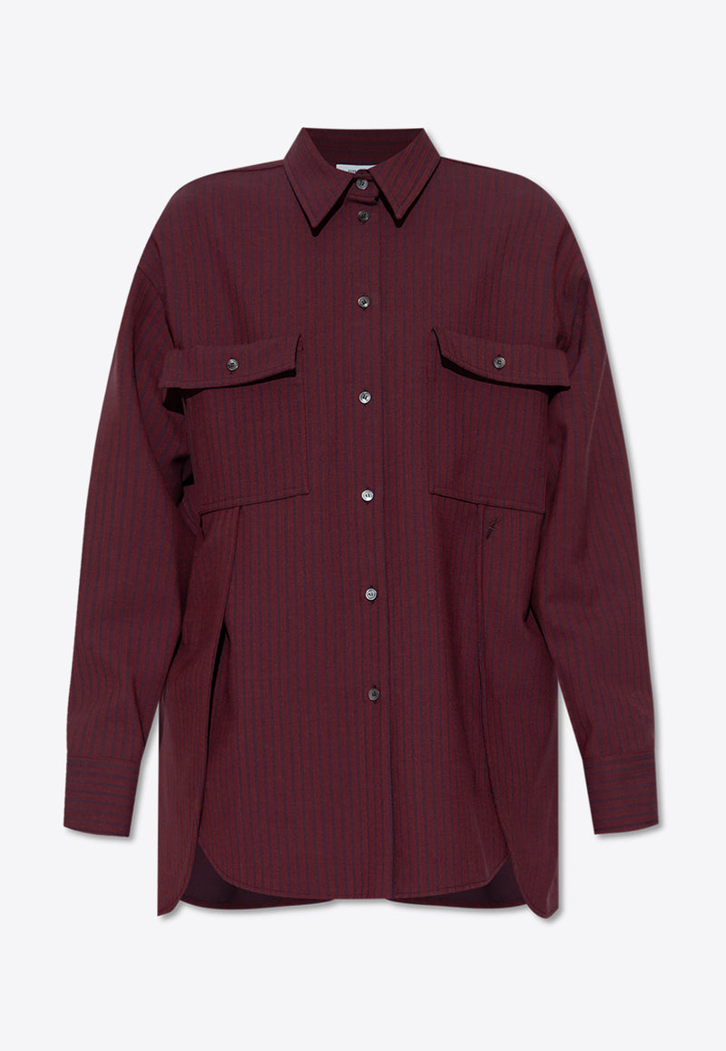 Salvatore Ferragamo Striped Loose Shirt Burgundy 13G380 C 780917-OXBLOOD BORDEAUX