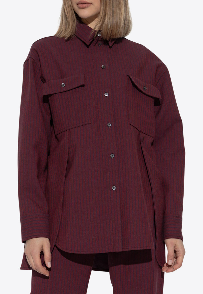 Salvatore Ferragamo Striped Loose Shirt Burgundy 13G380 C 780917-OXBLOOD BORDEAUX