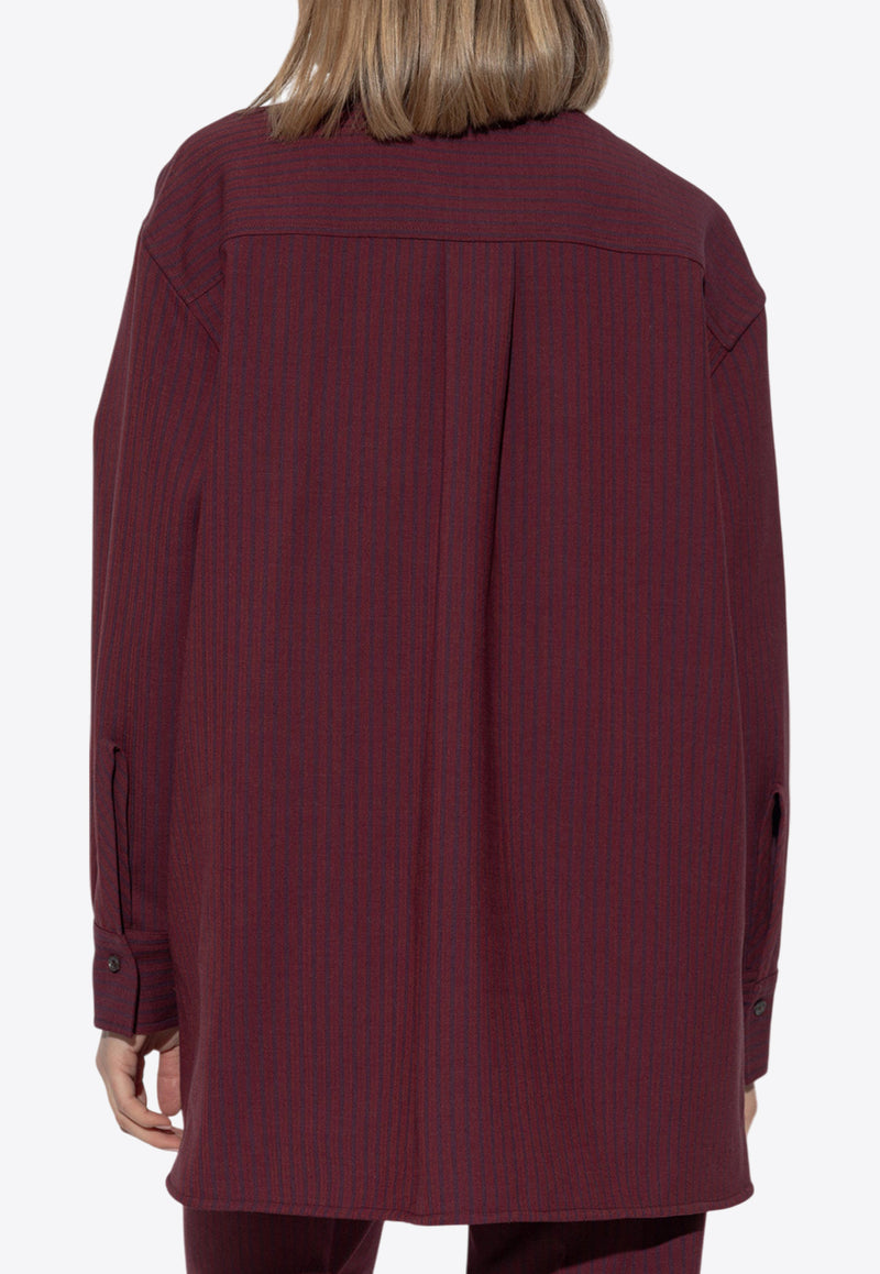 Salvatore Ferragamo Striped Loose Shirt Burgundy 13G380 C 780917-OXBLOOD BORDEAUX