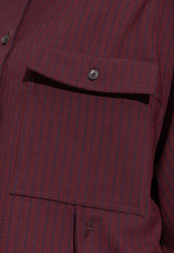 Salvatore Ferragamo Striped Loose Shirt Burgundy 13G380 C 780917-OXBLOOD BORDEAUX