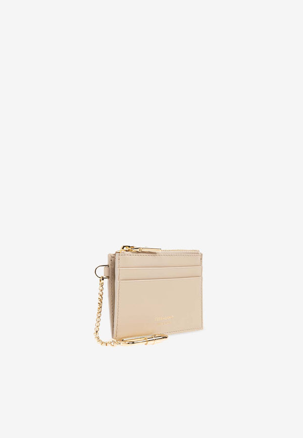 Salvatore Ferragamo Leather Cardholder with Key-chain Beige 220868 PORTA CARTE 779950-STONE