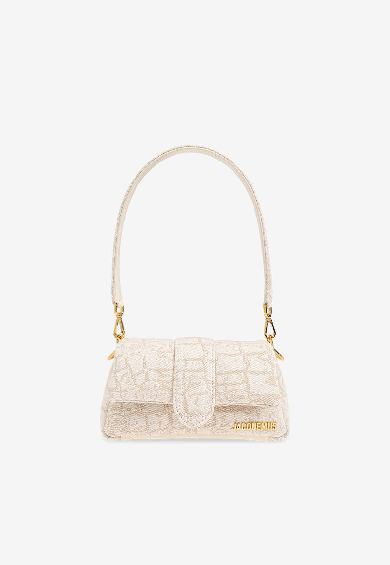 Jacquemus Le Petit Bambino Croc-Embossed Shoulder Bag Cream 241BA388 1731-1JK