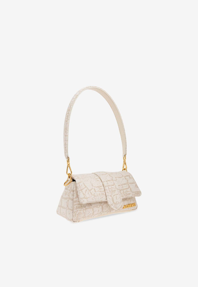 Jacquemus Le Petit Bambino Croc-Embossed Shoulder Bag Cream 241BA388 1731-1JK