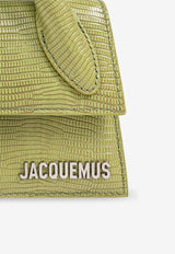 Jacquemus Le Chiquito Long Handbag in Lizard-Embossed Leather Green 233BA326 3235-550