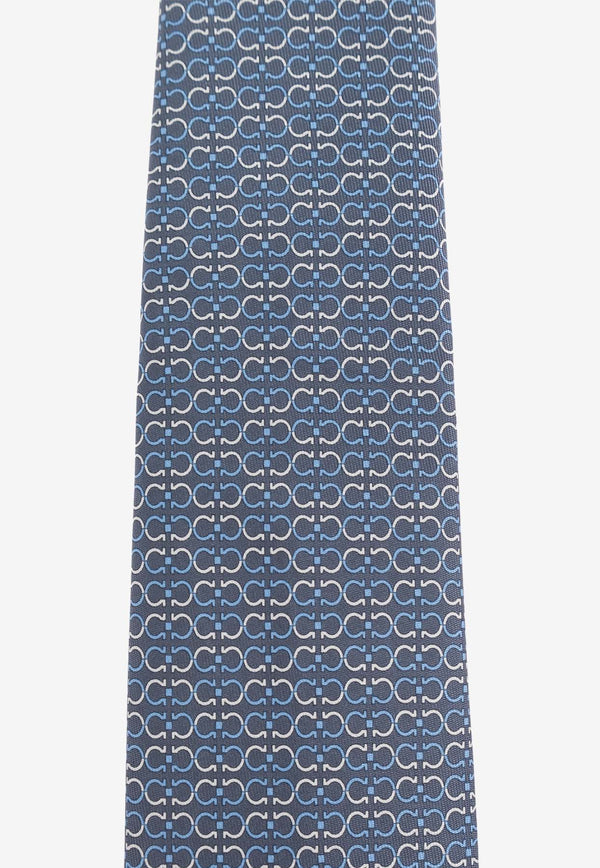 Salvatore Ferragamo Gancini Print Silk Tie Light Blue 351204 4 ZELIG 778444-F GRIGIO