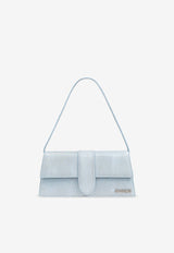 Jacquemus Le Bambino Long Shoulder Bag in Lizard-Embossed Leather Light Blue 221BA013 3235-320