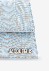 Jacquemus Le Bambino Long Shoulder Bag in Lizard-Embossed Leather Light Blue 221BA013 3235-320