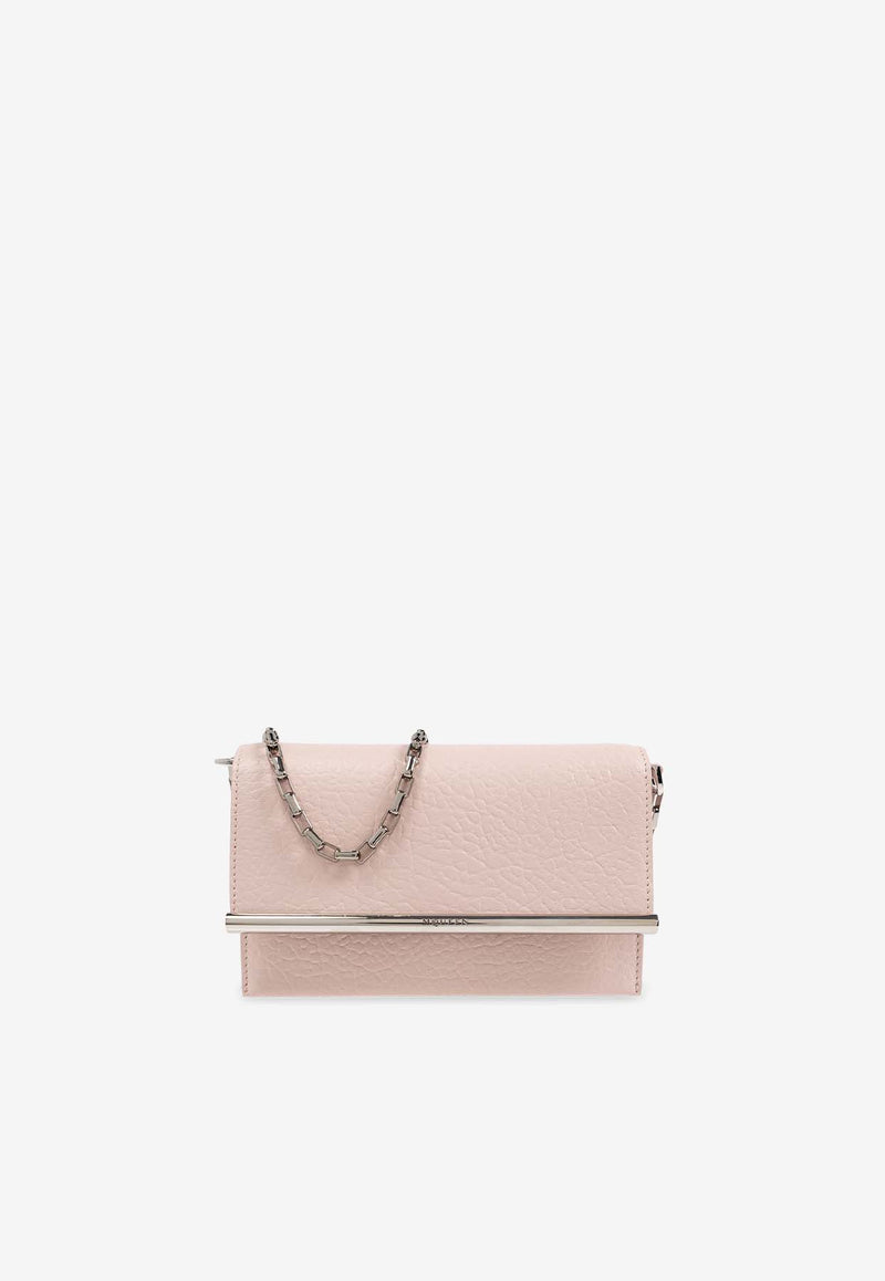 Alexander McQueen Mini T-Bar Textured Leather Crossbody Bag Pink 813329 1VDBS-9813