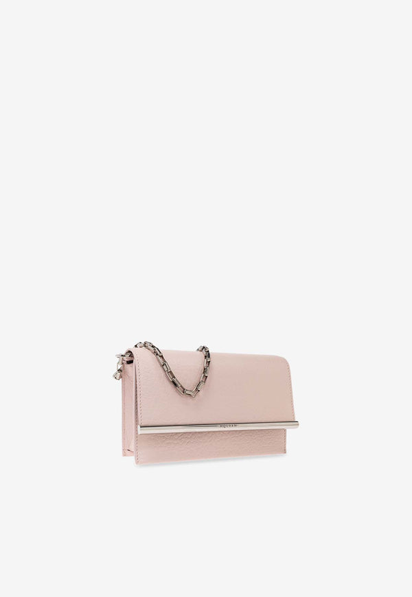 Alexander McQueen Mini T-Bar Textured Leather Crossbody Bag Pink 813329 1VDBS-9813