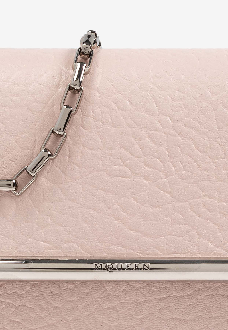 Alexander McQueen Mini T-Bar Textured Leather Crossbody Bag Pink 813329 1VDBS-9813