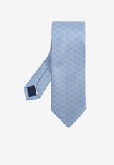 Salvatore Ferragamo Gancini Print Silk Tie Light Blue 351204 4 ZELIG 778441-F AZZURRO