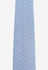 Salvatore Ferragamo Gancini Print Silk Tie Light Blue 351204 4 ZELIG 778441-F AZZURRO