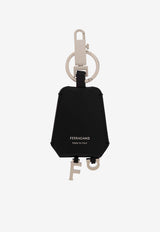 Salvatore Ferragamo Double Charm Leather Keyring  Black 661487 FLORENCE 779978-NERO