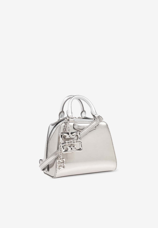 Givenchy Nano Antigona Cube Metallic Handbag Silver BB50Z UB273-934