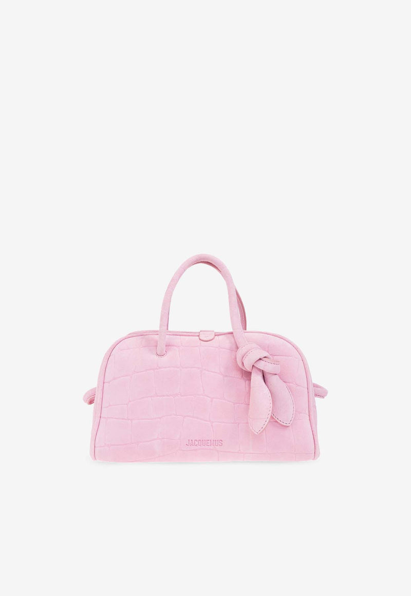 Jacquemus Le Petit Turismo Croc-Embossed Leather Top Handle Bag Pink 251BA416 3243-410