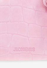 Jacquemus Le Petit Turismo Croc-Embossed Leather Top Handle Bag Pink 251BA416 3243-410