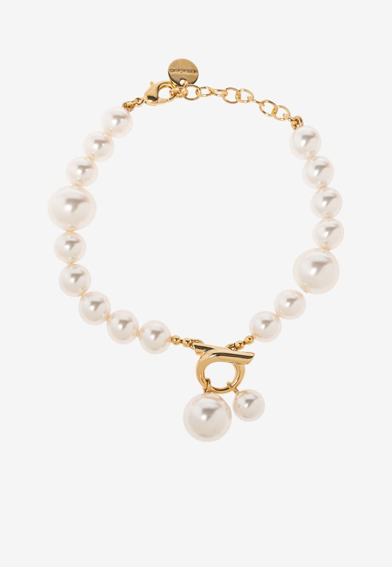 Salvatore Ferragamo Gancini Pendant Pearl Bracelet Pearl 760809 BR PERLEGANW 780392-ORO GIOVE WHITE PEARL