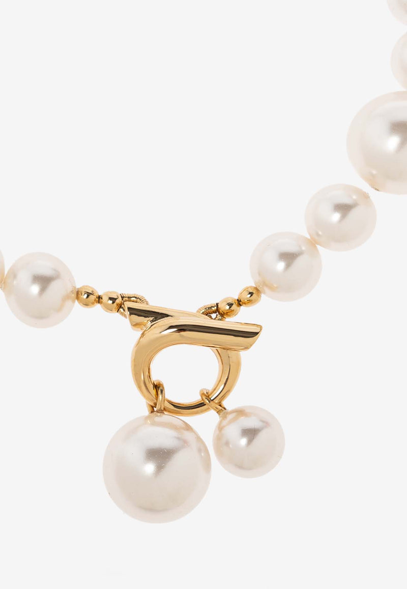 Salvatore Ferragamo Gancini Pendant Pearl Bracelet Pearl 760809 BR PERLEGANW 780392-ORO GIOVE WHITE PEARL