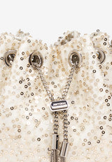 Jimmy Choo Bon Bon Sequined Bucket Bag Ivory BON BON DDG-IVORY CRYSTAL SILVER