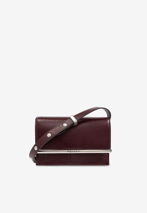 Alexander McQueen T-Bar Leather Shoulder Bag Burgundy 813328 1VDBS-6408