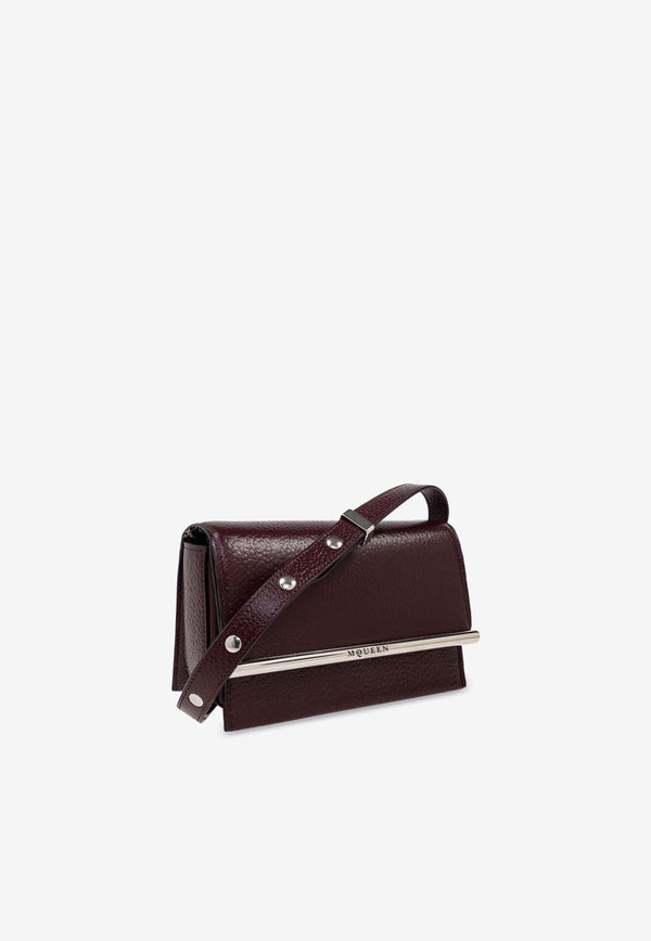 Alexander McQueen T-Bar Leather Shoulder Bag Burgundy 813328 1VDBS-6408