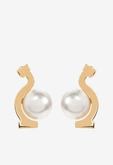 Salvatore Ferragamo Gancini Pear Earrings Gold 760799 EAR ESSE PER 780370-ORO GIOVE WHITE