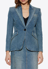 Alexander McQueen Single-Breasted Denim Blazer Blue 818823 QMACV-4315