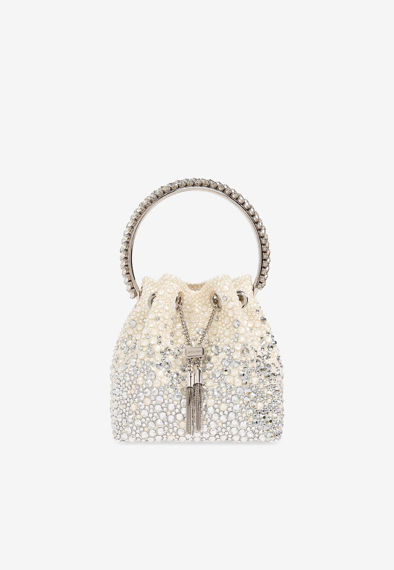 Jimmy Choo Bon Bon Crystal Bucket Bag Ivory BON BON XDR-IVORY CRYSTAL