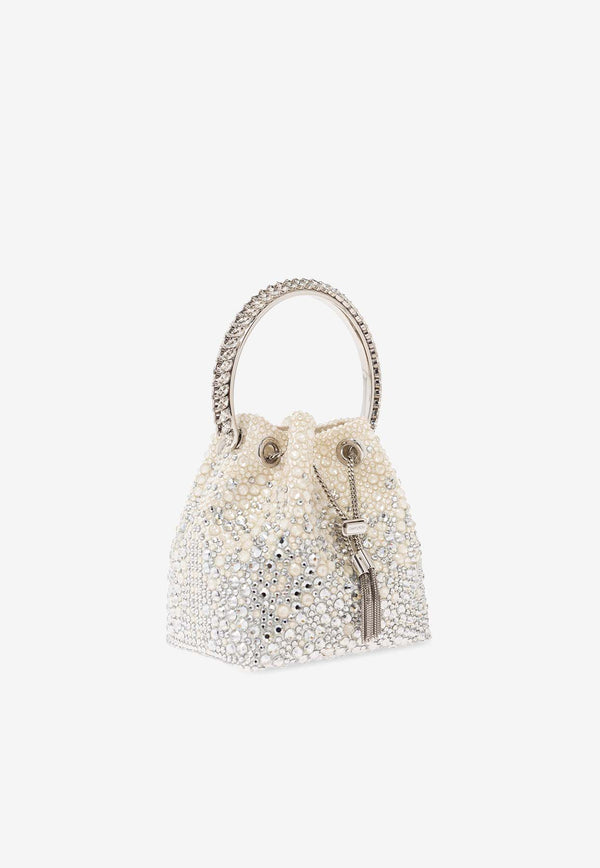 Jimmy Choo Bon Bon Crystal Bucket Bag Ivory BON BON XDR-IVORY CRYSTAL