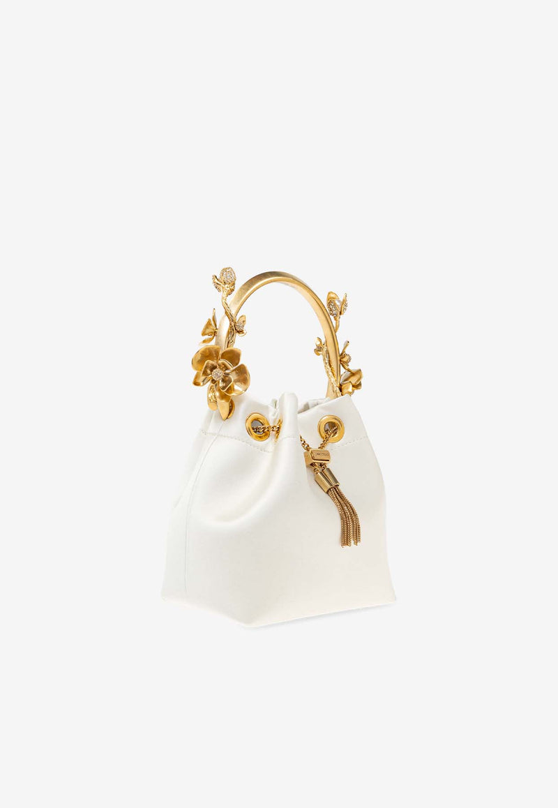 Jimmy Choo Bon Bon Flower Bucket Bag Cream BON BON IFE-IVORY GOLD