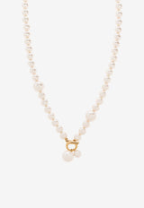 Salvatore Ferragamo Gancini Pendant Pearl Necklace Pearl 760808 COL PERLEGAN 780391-ORO GIOVE WHITE PEARL