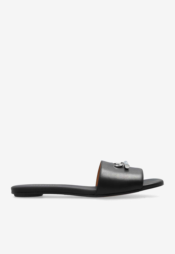 Alexander McQueen T-Bar Leather Flat Sandals Black 817471 WIACT-1064