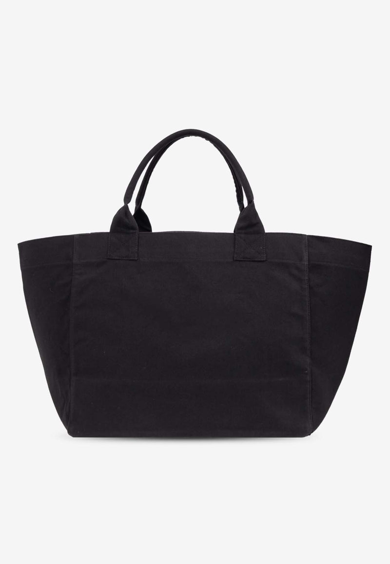 GANNI Logo Print Canvas Tote Bag Black A6680 5903-252