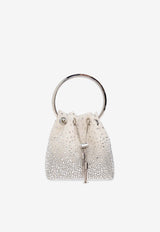 Jimmy Choo Bon Bon Degrade Crystal Bucket Bag Cream BON BON VUQ-WHITE CRYSTAL