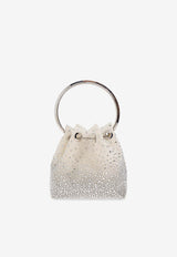 Jimmy Choo Bon Bon Degrade Crystal Bucket Bag Cream BON BON VUQ-WHITE CRYSTAL