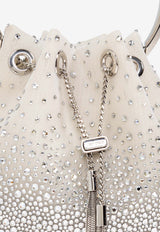 Jimmy Choo Bon Bon Degrade Crystal Bucket Bag Cream BON BON VUQ-WHITE CRYSTAL